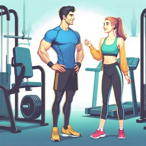 Couple Flirting at The Gym